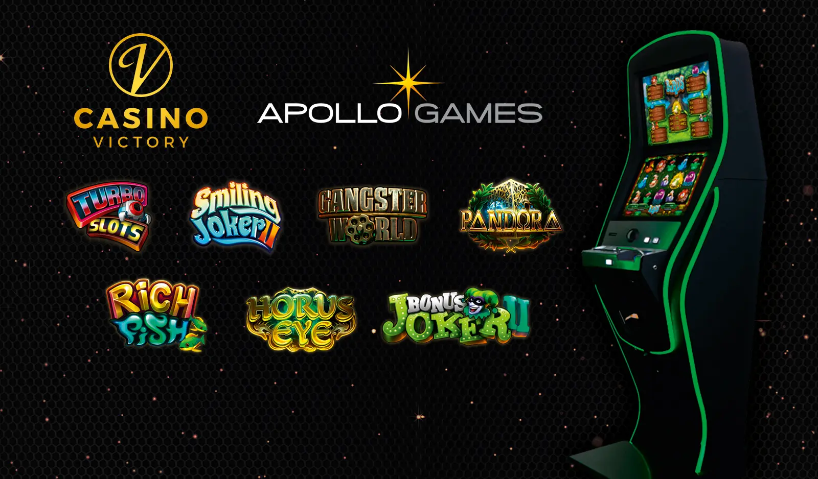 Apollo Games – výherní automaty a online sloty v Casino Victory. Herní automat Apollo Games s logem Casino Victory a výběrem populárních slotů.